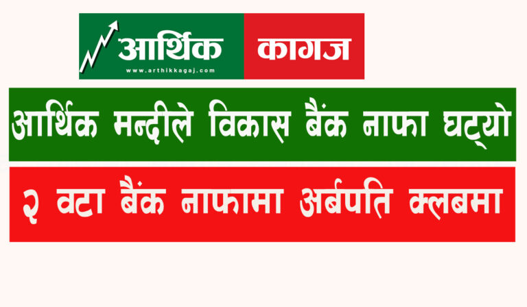 आर्थिक मन्दीले विकास बैंक नाफा घट्यो, २ वटा बैंक नाफामा अर्बपति क्लबमा