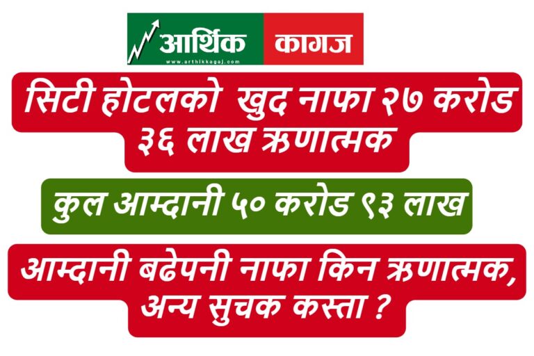सिटी होटलको खुद नाफा २७ करोड ऋणात्मक-कारण के ,अन्य सुचक कस्ता ?