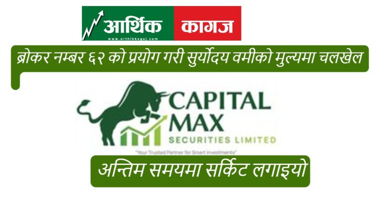 ब्रोकर नम्बर ६२को प्रयोग गरी सुर्योदय वमीको मुल्यमा चलखेल, अन्तिम समयमा सर्किट लगाइयो