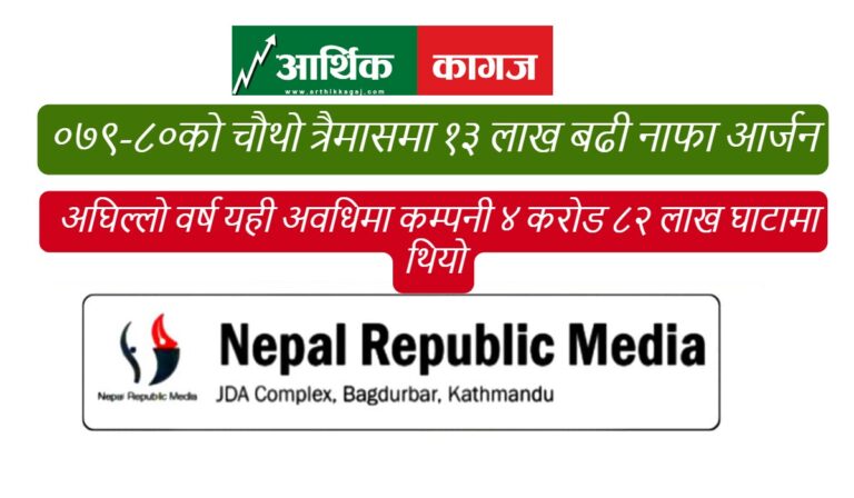 नेपाल रिपब्लिक मिडियाले कमायो १३ लाख २४ हजार रुपैयाँ नाफा