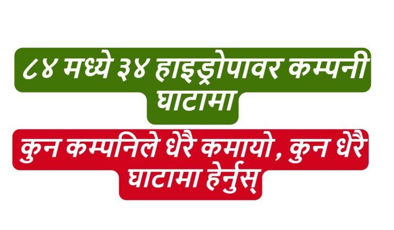 ८४ मध्ये ३४ हाइड्रोपावर कम्पनी घाटामा