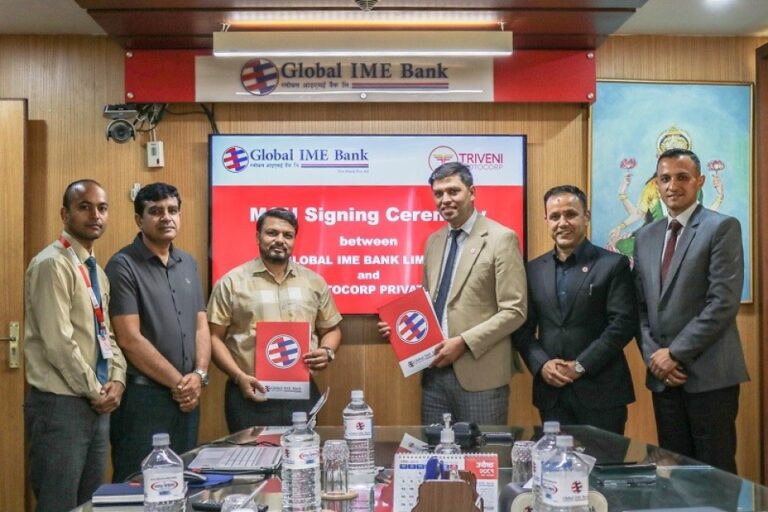 ग्लोबल आइएमई बैंक र त्रिवेणी मोटोकर्पबिच ईभी गाडी कर्जा सम्झौता, बैंकले सर्वसुलभ ब्याजदरमा कर्जा दिने